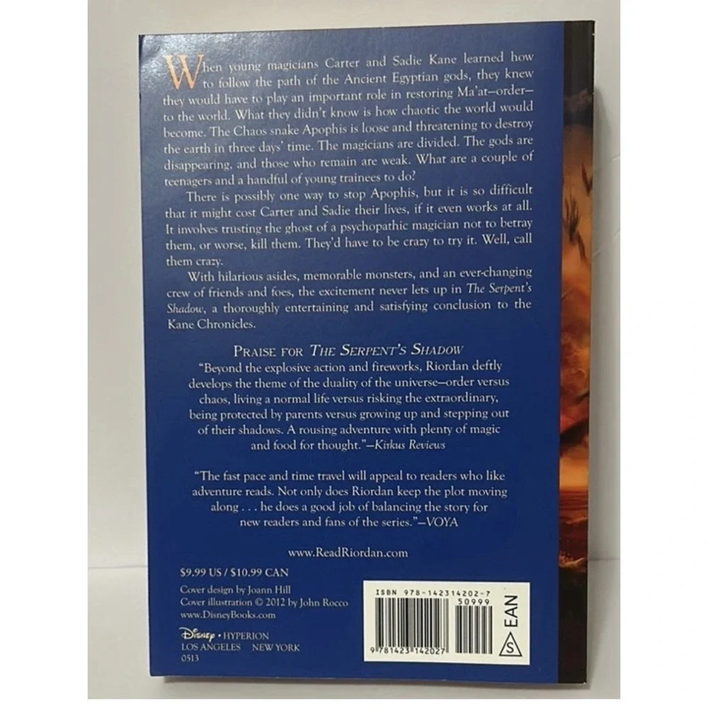 Book Three the Serpent's Shadow by Rick Riordan (2013, Trade Paperback)